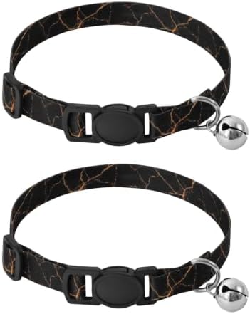 Marble Black Pet Collars 2 Pack Dog Collars for Small Dogs Adjustable Length 10.6" to 17.1"