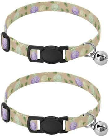Hydrangea Flowers Pastel Cream Adjustable Buckle Pet Collars 2 Pack Comfortable Cat Collar