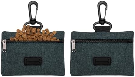 Dog Poop Bag Holder, Pet Waste Bag Dispenser Dog Treat Pouch with Clip Oxford Cloth Portable Reusable Easy Cleanup(2Pcs, Black), Intended for Outdoor/Travel/Walking