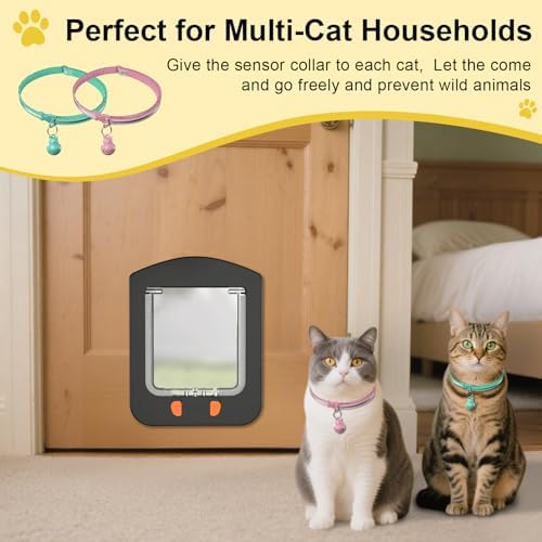 Smart Cat Door 4 Way Locking with Collar Sensor 4pcs