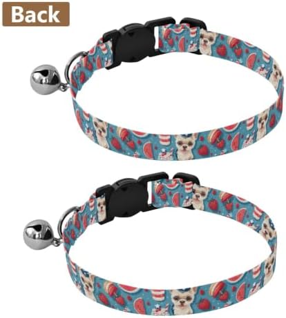 2 Pack Cats Collar Cute Dog Blue Small Dog Collar with Bell, Adjustable Length 10.6" to 17.1"