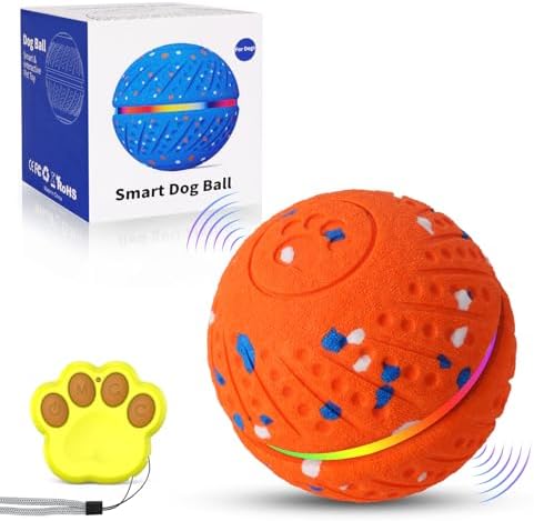 Interactive Dog Ball, Remote-Controlled Moving Dog Toy with Colorful Lights, 3 Interactive Modes and TPU Material, Bouncing Ball for Dogs to Keep Them Entertained