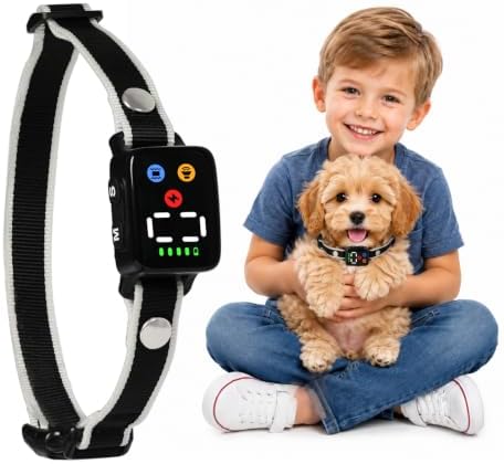 Bark Collar with Dual Sensor - IPX6 Waterproof Rechargeable Dog Training Collar, 4 Humane Modes & 7 Sensitivity Levels, No False Triggers Anti Barking Collar for Small Medium Large Dogs