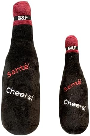 Bonne et Filou Wine Bottle Plush Squeaky Dog Toy (Bark'gundy Red Whine) Interactive Puppy Chew Toys for Aggressive Chewers Dog Toys for Small and Medium Dogs (1 Large Size)