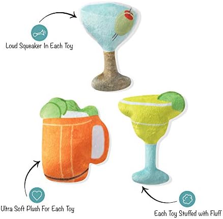Fringe Studio Pet Toy, Small Dog Toy Set, Cocktails, 3 Pieces (289412)