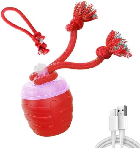 Interactive Dog Toys, 2026 Upgraded Motion Activated Squeaky Cat Balls, 360° Smart Automatic Rolling Moving for Bored Pet Cats Dogs, Interactive Dog Balls (Red)