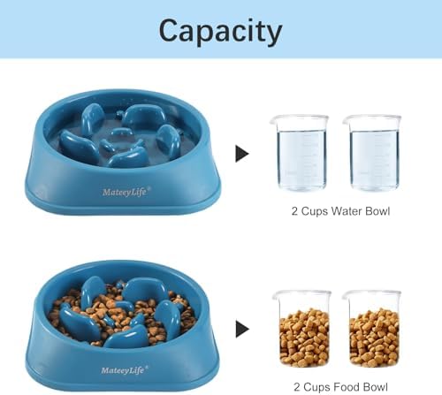 MateeyLife 1-Pack Slow Feeder Dog Bowls, 2 Cups, Dog Puzzle Feeder Bowl
