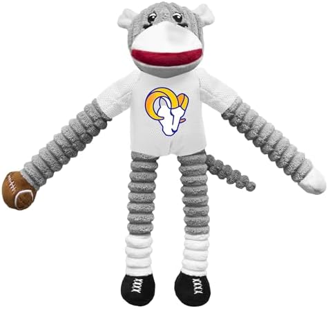 Littlearth NFL Los Angeles Rams Sock Monkey Pet Toy, Team Color, One Size