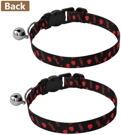 Red Heart Shapes Metal Bell Included Kitten Collar 2 Pack Collars for Puppies