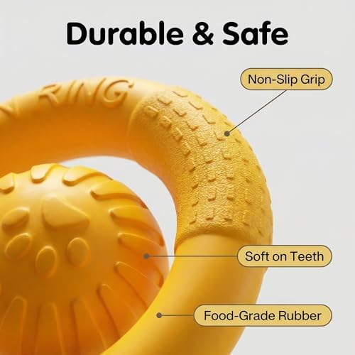 Small Dog Ball with Strap, Floating EVA Interactive Toy（Yellow，Small）