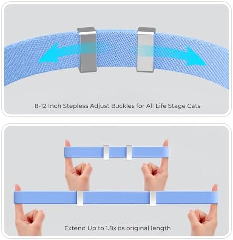 AirTag Cat Collar, Ultra Elastic Cat Tracker Collar (Blue) | Compatible with Apple Air Tag Holder, Lightweight, Scratch Resistant, Stepless Adjustable Pet Tracking Collars for Cat Kitten
