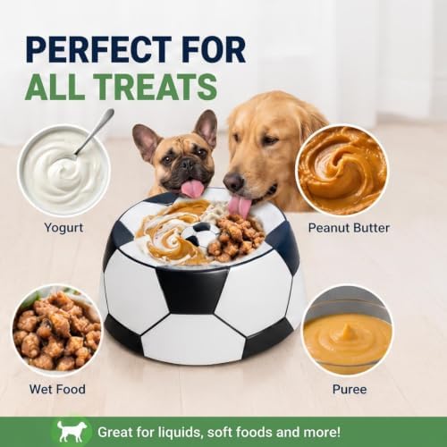 SAVAN IPA Slow Feeder Dog Bowls for Liquid with Rolling Ball, Interactive Lick Bowl Anti-Slip Slow Feeder for Wet Food, Water & Treats Lick Toy for Dogs Cats Large Medium Small (Black and White)