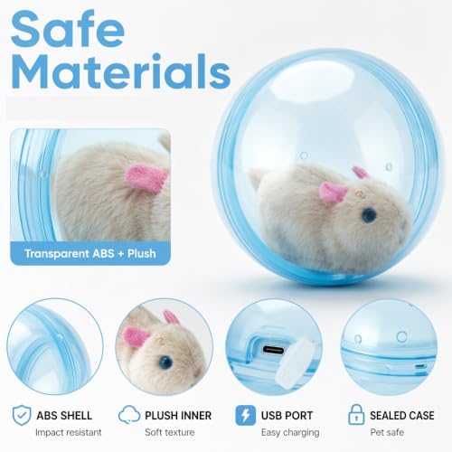 Interactive Cat Toy Ball, 2026 Rechargeable Self-Rolling Cat Toy Ball, Electric Hamster Running Rolling Ball with Auto Obstacle Avoidance, Automatic Moving Cat Toys for Indoor Cats & Dogs, Pink Mix
