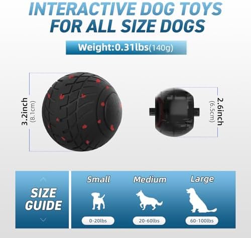 HETOO Smart Interactive Dog Toys, Durable Automatic Balls, 3.2 Inch Black