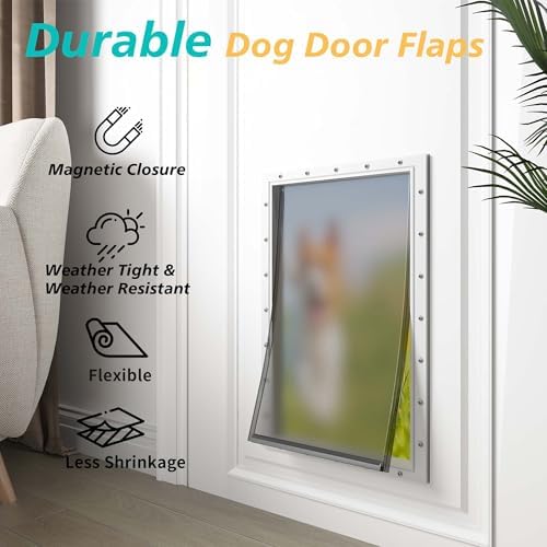 2-Pack Large Dog Door Replacement Flaps with Screws | Compatible with PetSafe Freedom PAC11-11039, Flexible No-Warp Flaps, Durable Pet Door Replacement Flaps, 10 1/8" x 16 7/8"