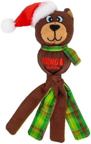 KONG Holiday Wubba Reindeer/Bear Small 2 Pack – Durable Interactive Tug & Toss Dog Toy