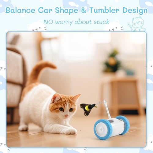 Interactive Cat Toy, Kitten Toy for Indoor Cats, Automatic Cat Toy with LED Lights, Cat Mouse Toy, USB-C Rechargeable (NOT for Carpet)