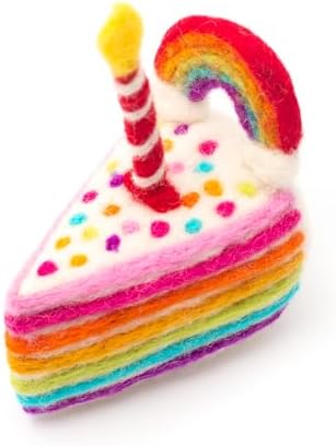 Glaciart One Wool Cat Birthday Cake Toy – Handmade Plush Catnip Design, Interactive Play for Indoor Cats, for Kittens & Cat Lovers