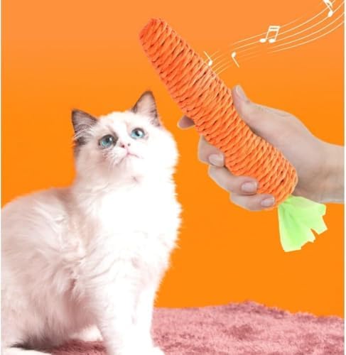 2 Pcs Orange Sisal Carrot Cat Toys,Cat Dental Chew Toy Kitten Teething Toys for Indoor Cats Interactive Toys
