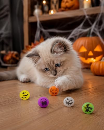 PET SHOW 20 Pack Halloween Cat Toys Bouncy Balls 1.2inch for Indoor Cats