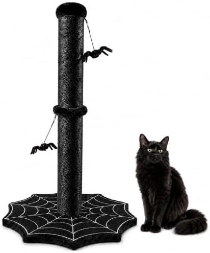 Gothic Cat Scratching Post with Spider Toys for Indoor Large Cats