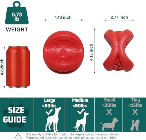 Treat Dispensing Dog Toy for Aggressive Chewer, Large Medium Dogs