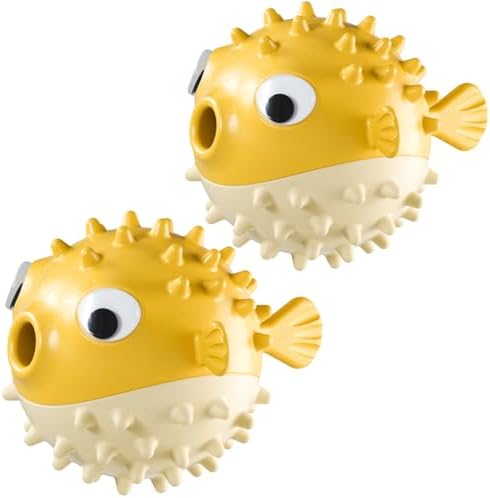 Dog Balls with Bell Sound, Interactive Dog Toys,Treat Dispensing Dog Toys, cat Toys Balls，Rubber Elastic Ball Toys for Small Medium Large Cat and Small Dogs (Yellow+Yellow)
