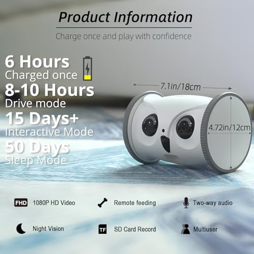Owl Robot,Pet Camera Treat Dispenser Interactive Toy for Dogs Cats with Remote Phone App Control