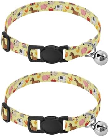 Cartoon Farm Animals Horses Easy to Wear Cats Collar 2 Pack Collars for Cats