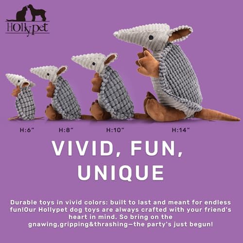 Hollypet Armadillo Squeaky Dog Toys for Medium Large Dogs, 10"