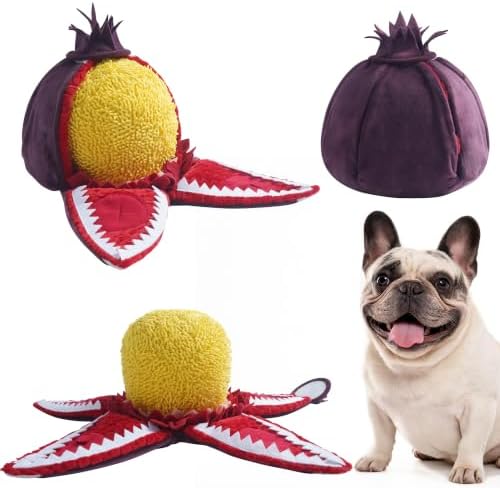 Nocciola Hide and Seek Plush Dog Toys, Fruit Interactive Dog Toy for Small Dogs, with Squeaker and Crinkle Papers, Puzzle for Boredom, Nosework for Small Medium Dogs (Rafflesia)