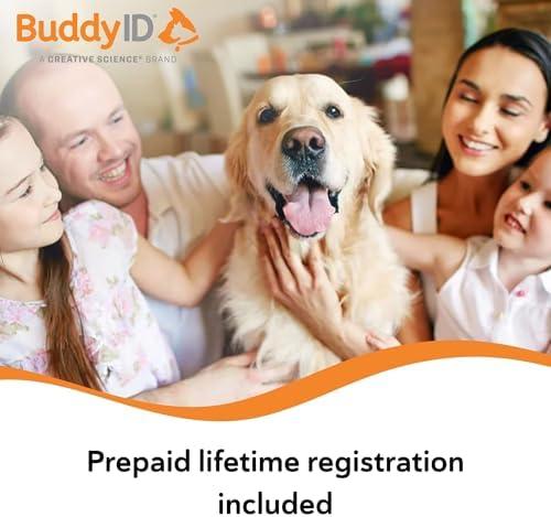 BuddyID BuddyBadge QR Pet ID Tag for Dogs & Cat, Lifetime Registration, 1ct