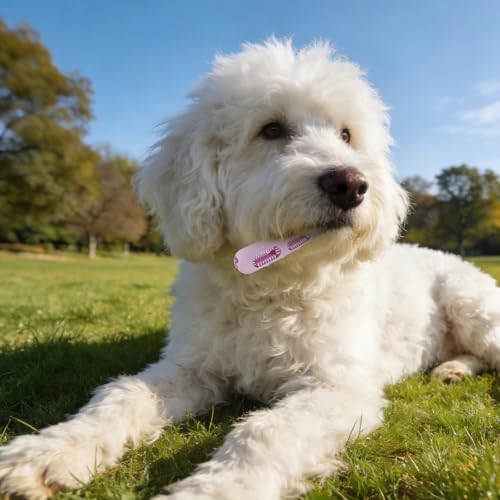 Sausage-Shaped Dog Chew Toy with Teeth Cleaning Bristles (Pink)
