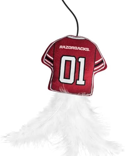 Pets First NCAA Arkansas Razorbacks Team Jersey Wand with CAT NIP, Cat Toy Jersey Shaped Plush Teaser Toy for Cats & Kittens - Interactive Pet Toy for Play & Exercise
