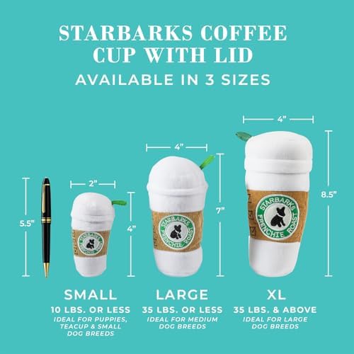 Haute Diggity Dog Starbarks Coffee Cup Plush Dog Toy, Drink Parody Chew Toy