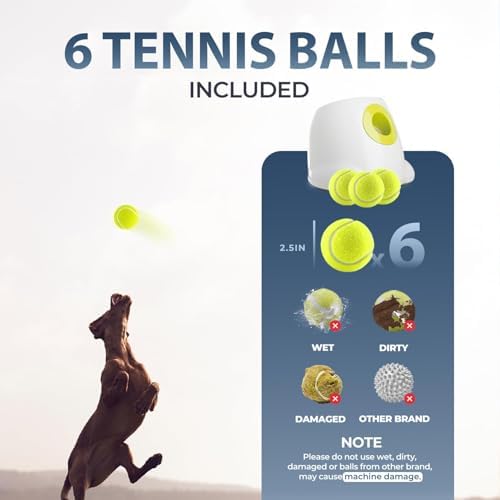 ALL FOR PAWS Automatic Dog Ball Launcher for Medium to Large Dogs, Interactive Tennis Ball Thrower, Rechargeable Dog Toy Mental Stimulation Training Game for Energetic Dogs