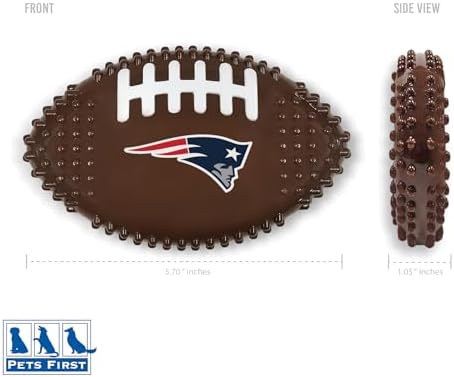 NFL New England Patriots Mega-chew Hard Nylon Bacon-flavored Dog Bone Football Chew Toy Interactive Tasty Fun Dog Chew Toy. Indestructible Strong Durable Chew Toy Tough Pet Toys for Aggressive Chewers