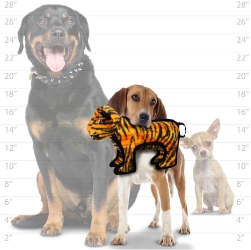 TUFFY® - 2 Pack Original : Tiger Dog Toy : Ultra Durable Plush Dog Toy with Multiple Layers & Reinforced Seams, Washable and Floats, Original Construction