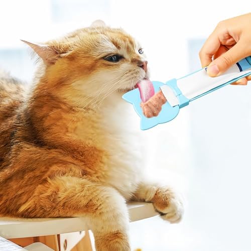 4PCS Cat Strip Feeder Spoons, Sliding Pet Treat Spoon Squeeze, Lickable Squeezable Creamy Treat, Wet Treats Dispenser, Cat Treat Spoon Squeeze, Fun Feeding for Pets, Beige/Blue/Purple/Pink