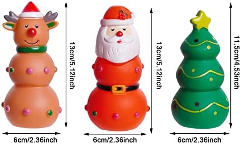 Fumwase 3 Pieces Dog Christmas Chew Toys Latex Squeaky Toy Funny Interactive Dog Toys for Xmas Small Medium Puppy Pet