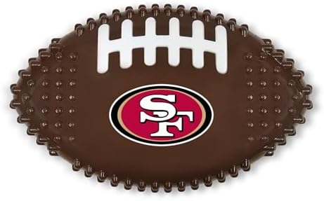 NFL San Francisco 49ers Mega-chew Hard Nylon Bacon-flavored Dog Bone Football Chew Toy. Indestructible Interactive Toy Tough Dog Chew for Aggressive Chewers
