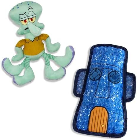 SpongeBob SquarePants, Squeaky Plush Dog Toys, Squidward & Tiki, 2-Pack