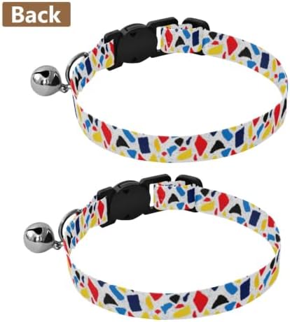 Irregularly Colorful Stone Cat Collars with Bell 2 Pack Pet Collar Adjustable Length 10.6" to 17.1"