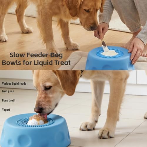 Slow Feeder Dog Bowl with Rolling Ball for Dogs Anti-Slip Lick Bowl