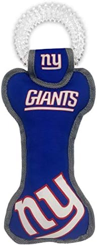 Pets First NFL New York Giants Dental Dog TUG Toy with Squeaker. Tough PET Toy for Healthy Fun, Teething & Cleaning Pet's Teeth & Gum., Team Color, one Size (NYG-3310)