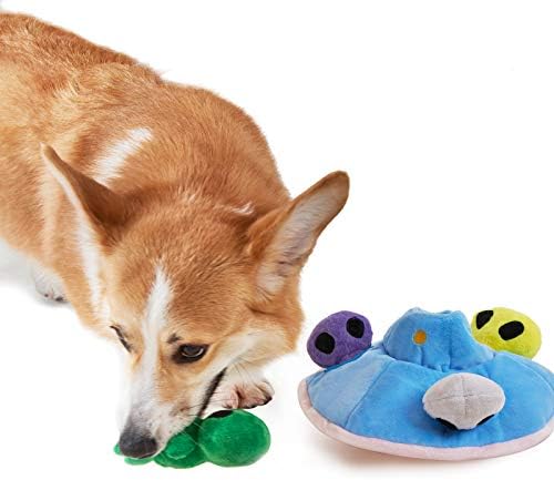 JOYELF Hide and Seek Dog Toys, Plush Dog Chew Toy for Puppy Small Medium Large Dogs, Interactive Dog Toys Squeaky Puppy Toys Plush Dog Puzzles, UFO and Alien Toys…