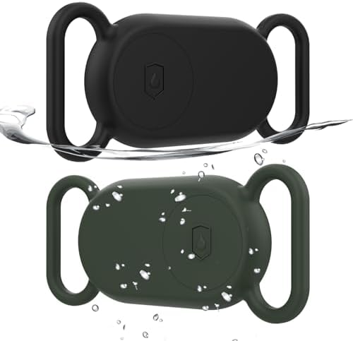 2 Pack Waterproof Dog Collar Compatible with Samsung Galaxy SmartTag 2 | Silicone GPS Tracker Hidden for Samsung Tag 2, Anti-Lost Dog Collar Smart Tag 2 Case(Black,Green)