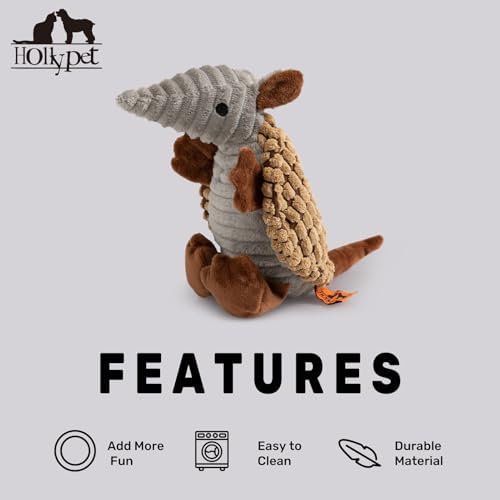 Hollypet Armadillo Squeaky Dog Toys for Medium Large Dogs, 10"