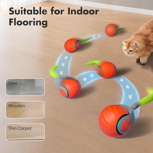Petgravity Speedy Sprint Ball Toy for Cat Type-C Rechargeable Interactive Cats Toy (Orange 2.0)