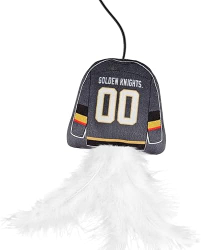Pets First NHL LAS Vegas Golden Knights Team Jersey Wand with CAT NIP, Cat Toy Jersey Shaped Plush Teaser Toy for Cats & Kittens - Interactive Pet Toy for Play & Exercise
